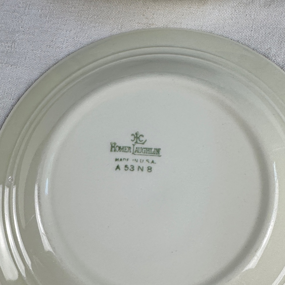 Homer Laughlin Green and Yellow Floral Bread or Salad Plates - Picture 8 of 8